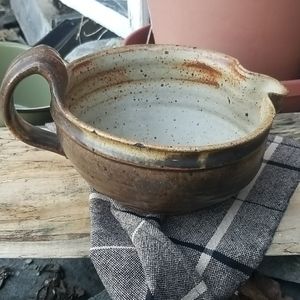 80s Studio pottery handle pour Vessel bowl earthy Rustic